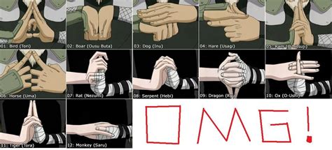 Naruto hand jutsu signs. This Jutsu can summon one of many different animals. Users [ ] Kakashi Hatake, Naruto Uzumaki, Jiraiya, Orochimaru, Tsunade, Hiruzen Sarutobi, Nagato, Pain and his Six Paths. 