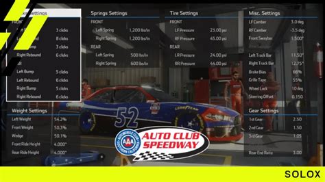 Nascar heat 5 xfinity auto club setup. This my tutorial for mostly in-race pit adjustments. Add tape until the engine temp is between 250-260. At 260 degrees the engine will overheat and slow you down. In that range you will be the fastest with the most downforce. Less wedge <50% will make you loose on short runs and “free up” the car to make it start turning better. 
