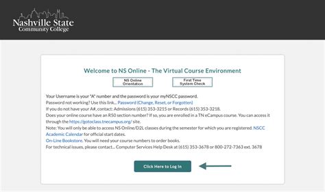 Nashville State Community College - D2L Login Page - elearn.nscc.edu