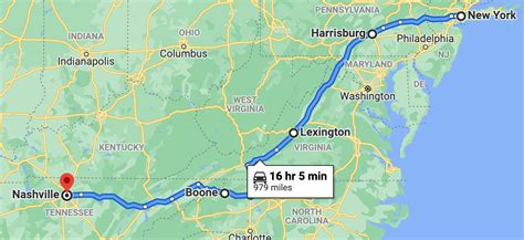 Driving directions from Nashville to New York. Nas
