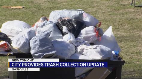 Nashville trash collection. Convenience Centers open Tuesday-Saturday 8:30 a.m. to 4:30 p.m. East Convenience Center, 943A Doctor Richard G. Adams Drive, Nashville, TN 37207. Ezell Pike Convenience Center, 3254 Ezell Pike ... 