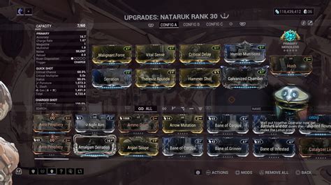 Nataruk steel path build. 8. Galvanized Chamber. +80% Multishot. On Kill: +30% Multishot for 20.0s. Stacks up to 5x. ★★★★★★★★★★. Early steel path - 1 Forma Nataruk build by fish3 - Updated for Warframe 33.0. 