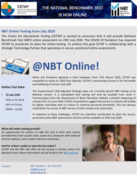 National Benchmark Test NBT Application Form