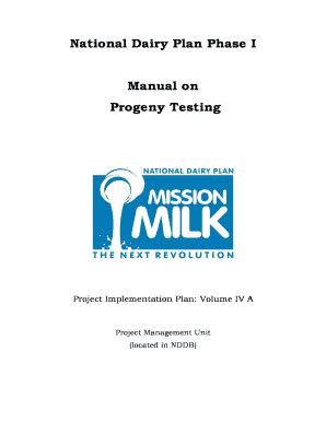 National Dairy Plan Phase I Manual on Progeny Testing