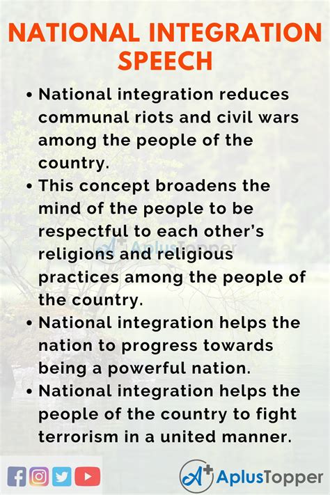 National Integration Speech For Students in English