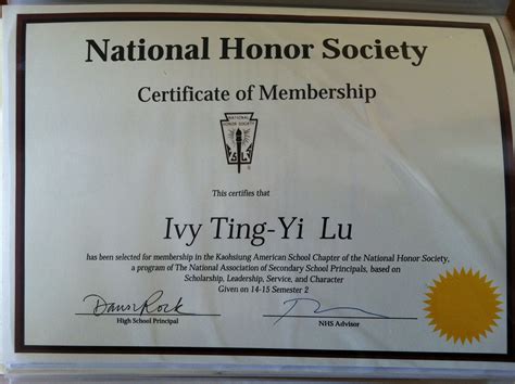 National Junior Honor Society Certificate Template