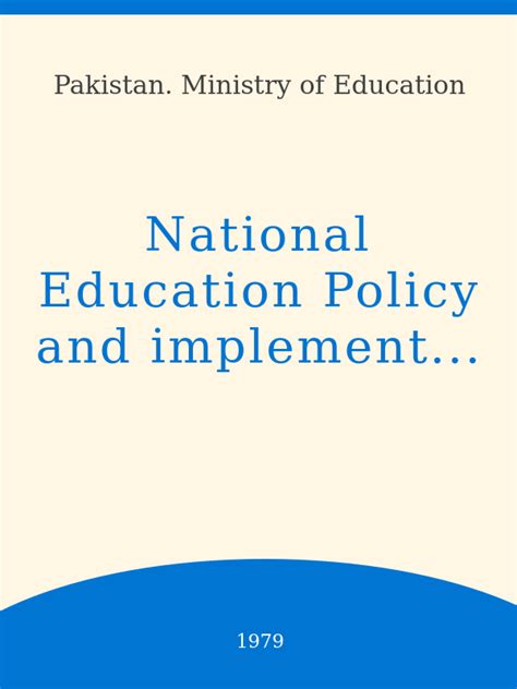 National Policy On Education And Programme Of Implementation 1st Edition