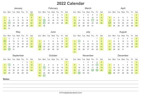 National Today Calendar 2022