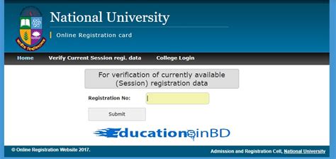 National University Online registration card download