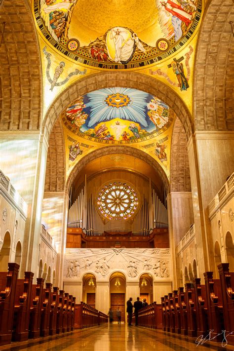 National basilica of the immaculate conception. Lower Sacristy – Jesus Teaching by the Sea. The Lower Sacristy features a brilliant stained glass depiction of Mark 4:1, where Jesus stands in a boat on the Sea of Galilee, teaching those on shore: “On another occasion he began to teach by the sea. A very large crowd gathered around him so that he got into a boat on the sea and sat down. 