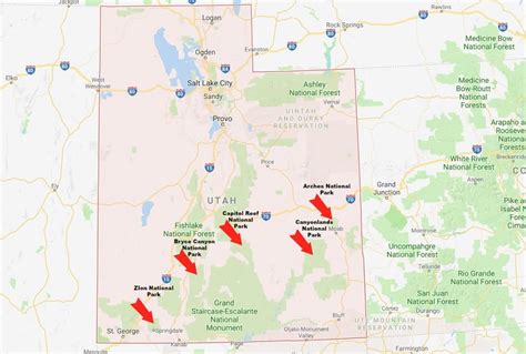 National parks utah map. Utah National Parks Itinerary at a Glance + Map. Day 1 – Land in Vegas and arrive in Zion National Park; Day 2 – Explore Zion; Day 3 – Head to Bryce Canyon and explore; Day 4 – Head to Capitol Reef National Park and explore 