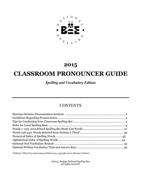 National spelling bee 2015 classroom pronouncer guide. - Kylix die professionelle anleitung und referenz für entwickler.