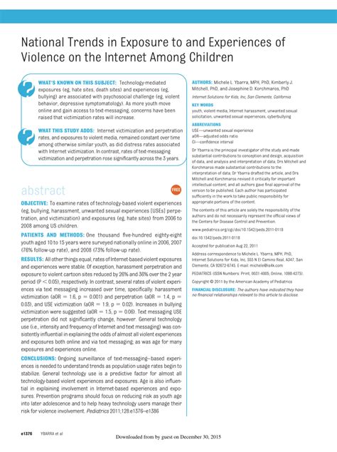 National trends in exposure to and experiences of violence on ...