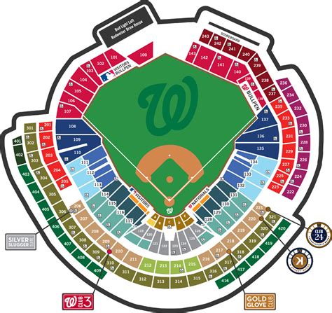 Nationals park detailed seating chart. Field seats are the best opportunity to get close to the stage for concerts at Nationals Park. For standard setups, field sections are labeled 1-14 with sections 3-5 being front and center to the stage. The stage is located in center field of the stadium with field seats taking up most of the outfield. Sections located furthest to the side of ... 