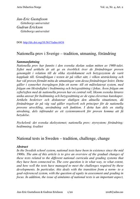 Nationella prov i Sverige – tradition, utmaning, …