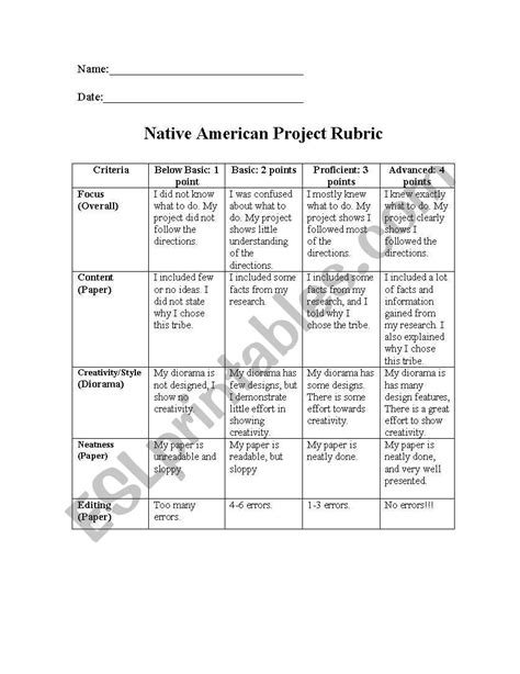 Native American Projects with RUBRIC included