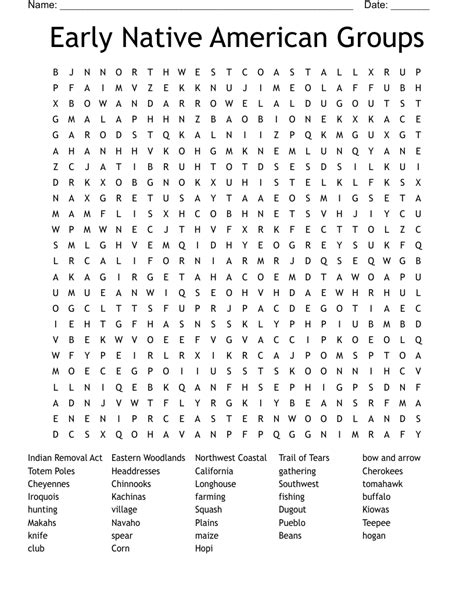 Native Americans Word Search WordMint