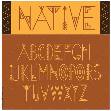 Native Font Symbol Icon Alphabet A through Z. An interpretation of
