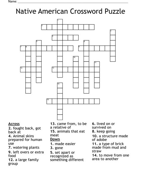 Native american crossword puzzle. Native American tribal group. Today's crossword puzzle clue is a quick one: Native American tribal group. We will try to find the right answer to this particular crossword clue. Here are the possible solutions for "Native American tribal group" clue. It was last seen in 7 Little Words quick crossword. We have 2 possible answers in our database. 