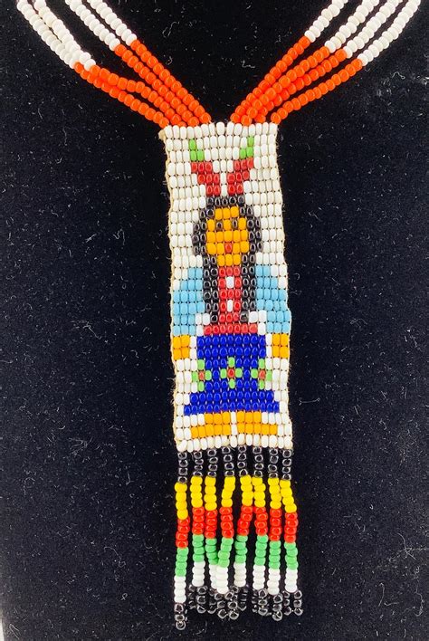 Native american seed bead necklace.  Good condition.  Description: Vtg Nat...