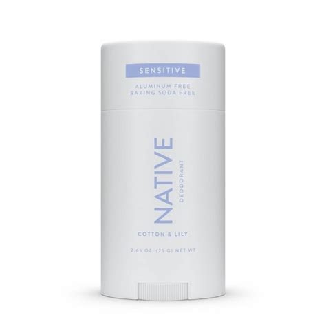 Native sensitive deodorant. Dove Beauty 0% Aluminum Sensitive Skin Deodorant Stick. $7 at Target $16 at Walmart. Pros. Great Price. No baking soda. Cons. This drugstore fave leaves out the aluminum, alcohol, and baking soda ... 