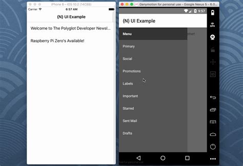 Nativescript angular side drawer example.  NativeScript-Angular with Sidedrawer ...