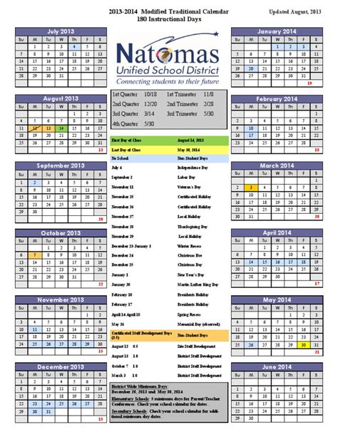 Natomas Unified Calendar