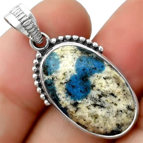 Natural K2 Blue - Azurite In Quartz 925 Sterling Silver Pendant