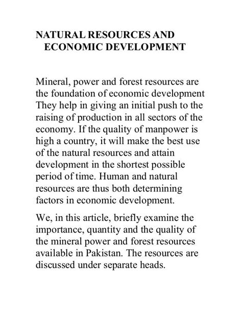 Natural Resources And Economic Development