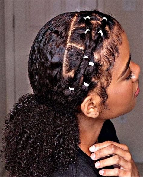 Natural hair rubber band hairstyles for adults. 1. Twisted Crown. Put a twist on the traditional crown braid — literally. To achieve this style, simply part your hair into six thick sections, then flat twist each chunk of hair away from the ... 