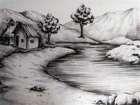 Nature Black And White Drawing