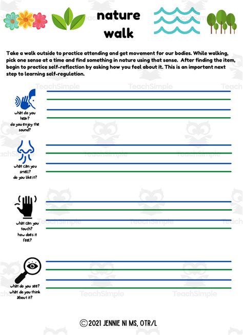 Nature Walk Activity Worksheet by Teach Simple