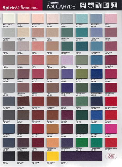 Naugahyde Color Chart
