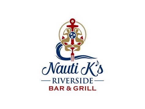 This is what Nauti K's Riverside Bar & Grill was looking for in their logo design. Logo for new restaurant that is on the river in TN owned my two women called Nauti K's Riverside Bar & Grill Must have a fork and anchor in the design Can also include Tri-star (3 stars for TN), 2 mermaids and/or something nautical. Colors are Blues and Teal.. 