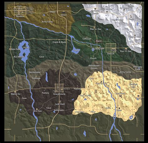 Navesgane map. Detailed Navezgane map. The below map is similar to the one above, but features a detailed breakdown of the locations. We’ve included these locations in the tables below, separated by Biome and ... 