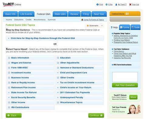 Navigating Within Your TaxAct Online Return