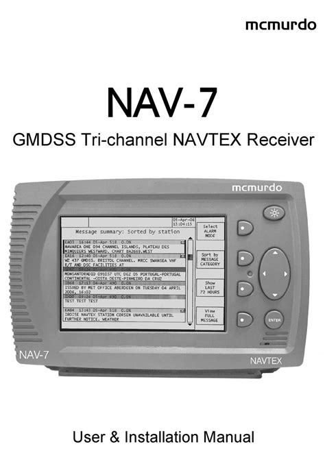 Navtex mcmurdo nav 7 gmdss nav 7 service fix repair manual. - Rov user guide for observation class.