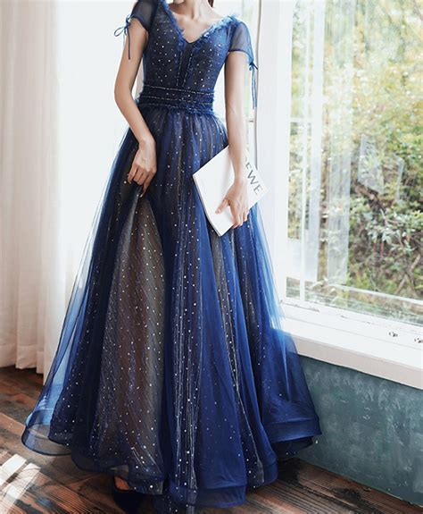 Navy Blue Evening Gown - Etsy UK