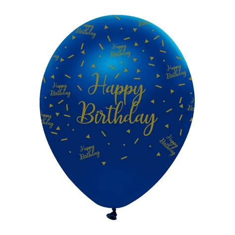 Navy Blue and Gold Happy Birthday Latex Balloon