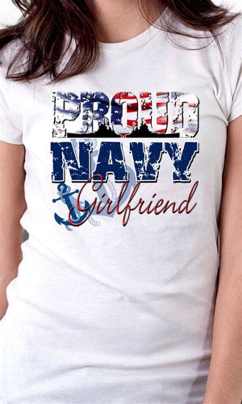 Navy Girlfriend Shirts Proud Navy Girlfriend Valentines Day T-Shirt