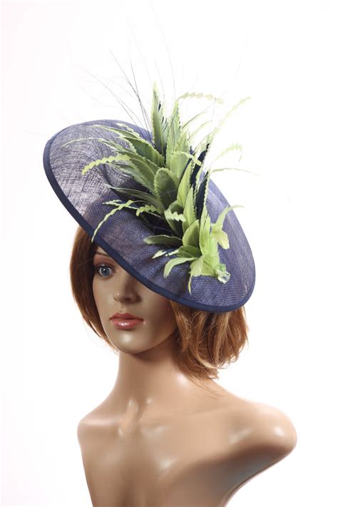 Navy and Green Fascinator - Etsy UK