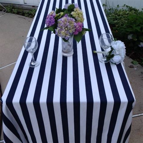 Navy and White Striped Tablecloth - Etsy