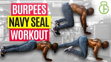 Navy seal burpees. Burpees, also known as "navy seal burpees," are a full-body workout that can help you burn calories, build strength, and improve your overall fitness level. This exercise involves a series of movements that work multiple muscle groups, making it an effective way to get in shape and achieve your fitness goals. 