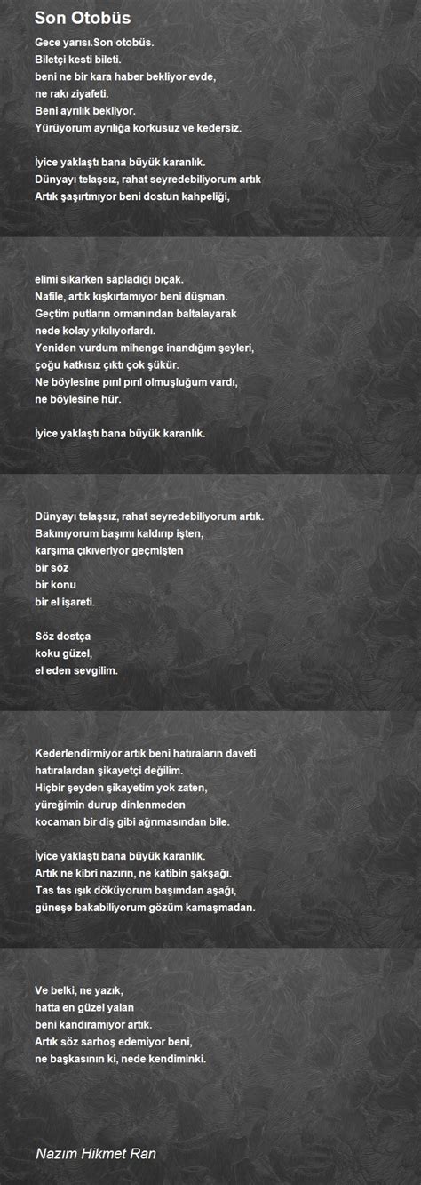 Nazım Hikmet Son Otobüs Şiiri Alternatifim.