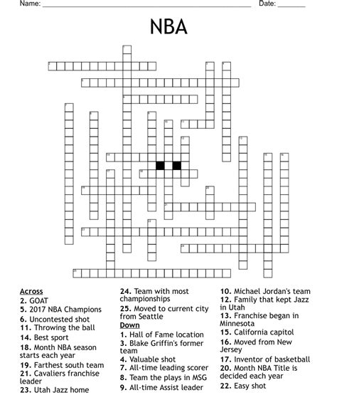 Nba great jordan crossword clue. Of The Nba Crossword Clue Answers. Find the latest crossword clues from New York Times Crosswords, LA Times Crosswords and many more. ... NBA great Jordan 2% 3 CHI: NBA and NFL locale 2% 6 NASCAR: Dale Earnhardt Jr.'s org ... NBA great Ming 2% 4 HEAT: Miami's NBA team 2% 4 COLE 'Anything Goes' writer Porter 2% 4 SOPH: Year before jr. ... 