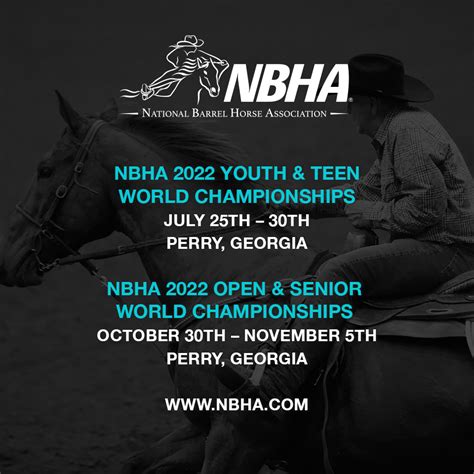 Mar 30, 2024 · We’re gathering great stories from our 2023 NBHA Youth & Teen World Championship competitors. We’d love to hear about you and your horse! Please submit the form below, and you may be contacted by NBHA to share your story on our NBHA social media platforms during or after the event.