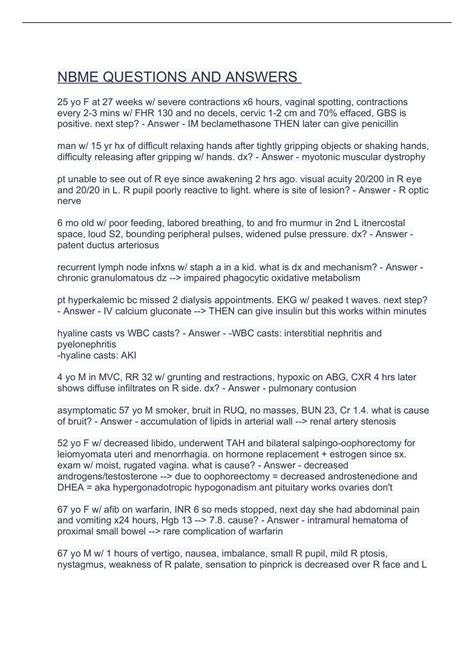 Nbme 15 Questions And Answers