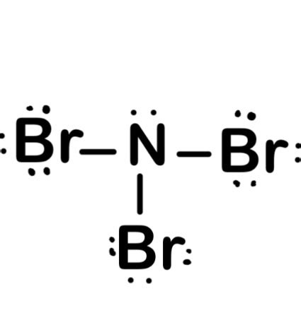 NBr3 lewis structure has a Nitrogen atom (N) at the center which is surrounded by three Bromine atoms (Br). There are 3 single bonds between the Nitrogen atom (N) and each Bromine atom (Br). There is 1 lone pair on the Nitrogen atom (N) and 3 lone pairs on all three Bromine atoms (Br).. 