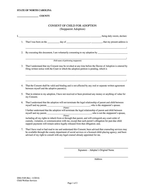 Nc Step Parent Adoption S 20142024 Form Fill Out and Sign Printable