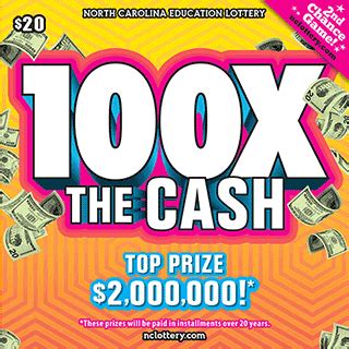Ticket Cost $20. Game # 846. State NC. Top Prizes Remaining. $2,000,000 - 2 $100,000 - 2 $20,000 - 3. GAME DETAILS. 1 2 … 7 Next. Which scratch off has the Best Odds? We rank games by the BEST Overall Odds to Win Any Prize | Filter games by State & ticket price | Only from Lotto Edge.. 